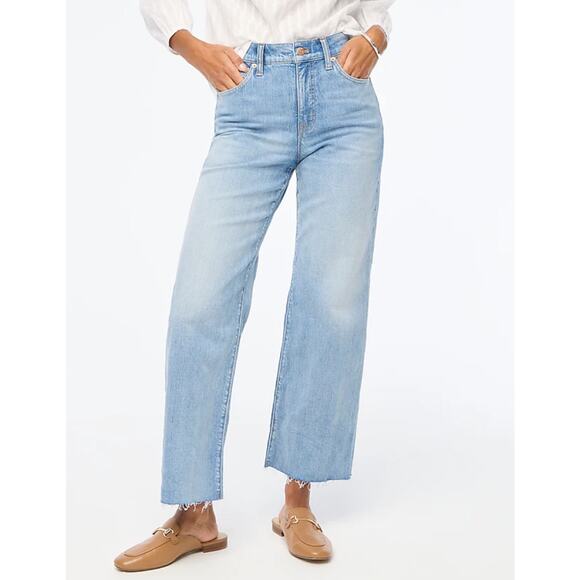 NWT J.Crew Wide Leg Cropped Jean In All Day Stretch Spring Storm Wash Size 30P - Picture 1 of 8